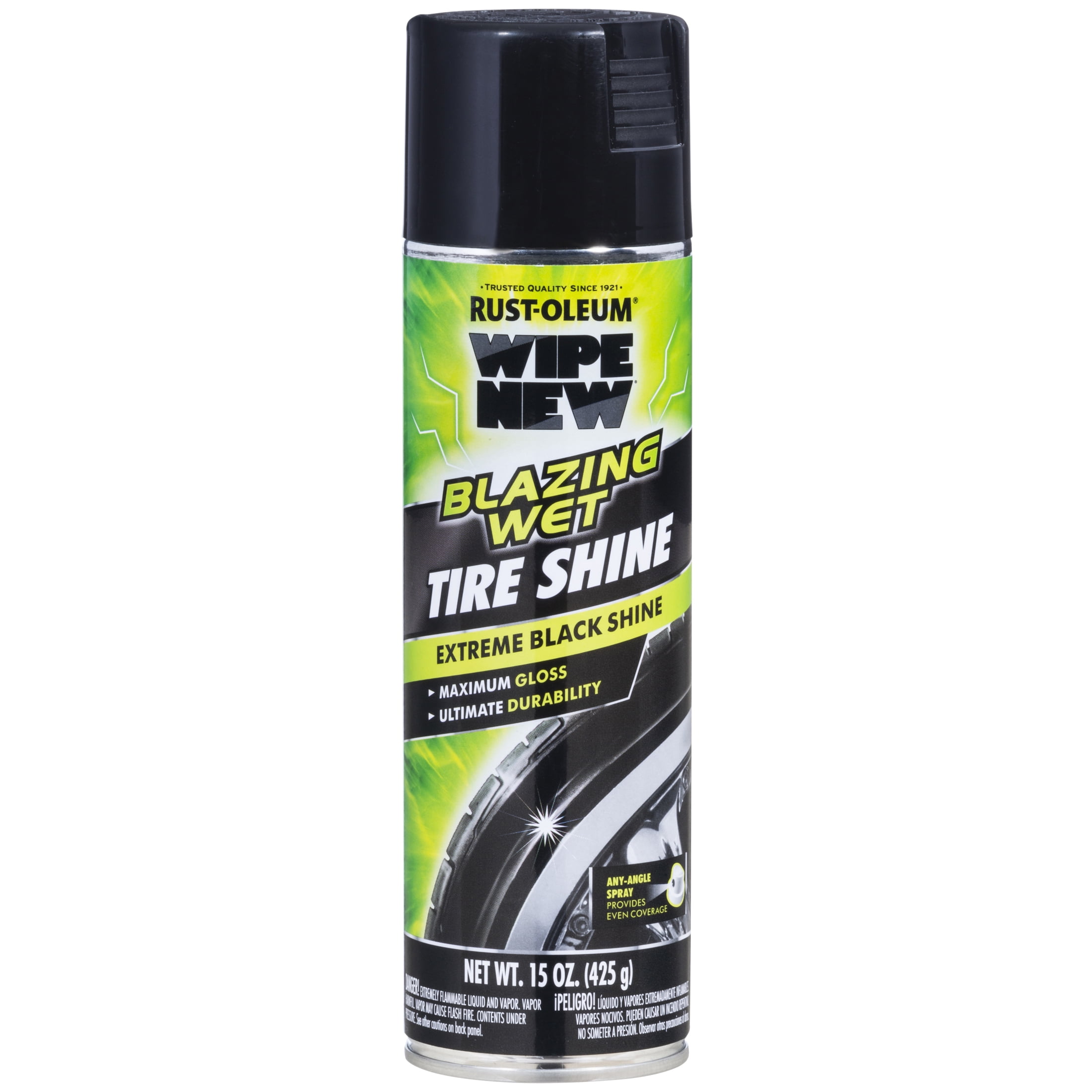 Black, Rust-Oleum Wipe New Automotive Blazing Wet Tire Shine-365324, 15 oz, 6 Pack