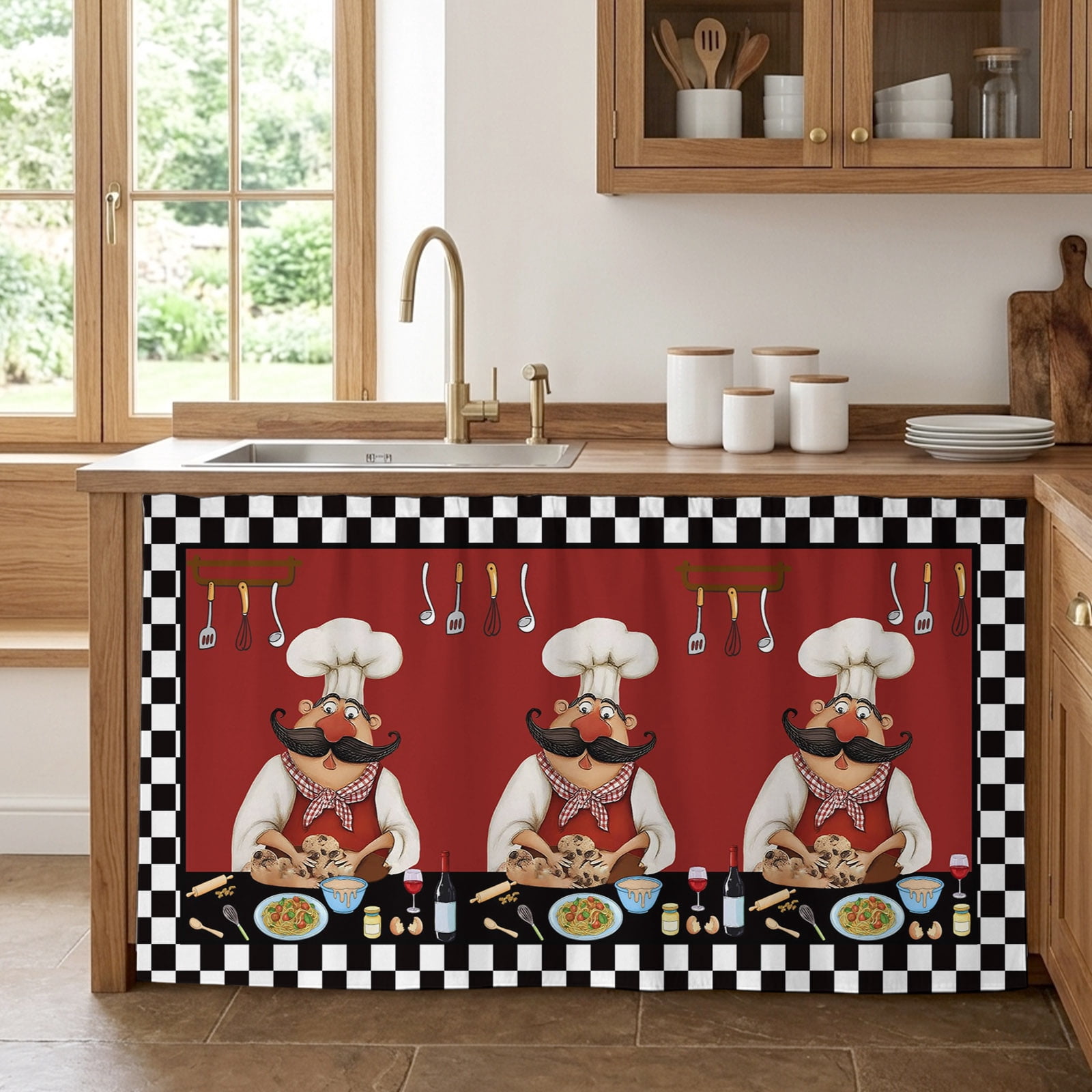Black Rustic Chefs Cabinet Curtains 32