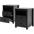 thumbnail image 1 of Black Rustic Night Stand Set of 2, Farmhouse End Table, Modern Bedside Table with 2 Storage Drawers and Open Shelf, Tall Nightstand for Bedroom, 1 of 9