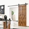 Black Rustic NonBypass Sliding Barn Door Hardware Kit, for One/Single