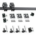Black Rustic Sliding Barn Door Hardware Kit, for Two/Double Doors, 4ft