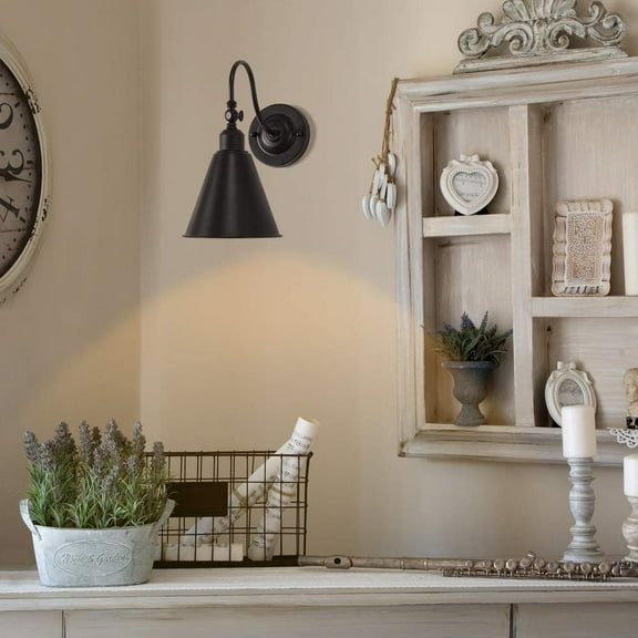 TUOREN Rustic 2-Light Incandescent Black Wall Sconces (2 Count)