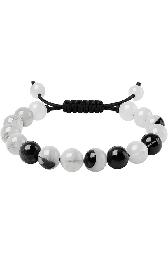 Black Rutilated Quartz Crystal Bracelet - 8mm Beaded Bracelet and Healing Stones