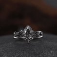 thumbnail image 1 of Black Rutilated Quartz Engagement Ring Set- Leaf Nature Inspired Bridal Set- Gothic Black Spinel Ring, 1 of 7