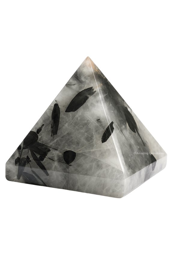 Black Rutilated Quartz Pyramid Crystal Healing Stones - 2" Pyramid