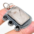 thumbnail image 1 of Natural Black Rutile,Black Spinel Stone 925 Sterling Silver Pendant 2.13", 1 of 1