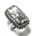 thumbnail image 1 of Black Rutile Handmade 925 Sterling Silver Gift Jewelry Ring Size 9, 1 of 2