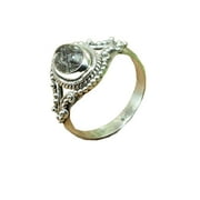 RADHEY KRISHNA JEWELLERS Black Rutile Quartz Gemstone 925 Sterling Silver Handmade Design Ring Gift Jewelry for Her