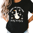 thumbnail image 1 of Black S-5XL Duck Print Tshirts Sorry I'm Late Vacation Graphic Tee Tops, 1 of 5