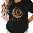 thumbnail image 1 of Black S-5XL Leopard Print Sun Moon Celestial Print Tshirt Graphic Tees Shirts Boho Mystical Tops, 1 of 5