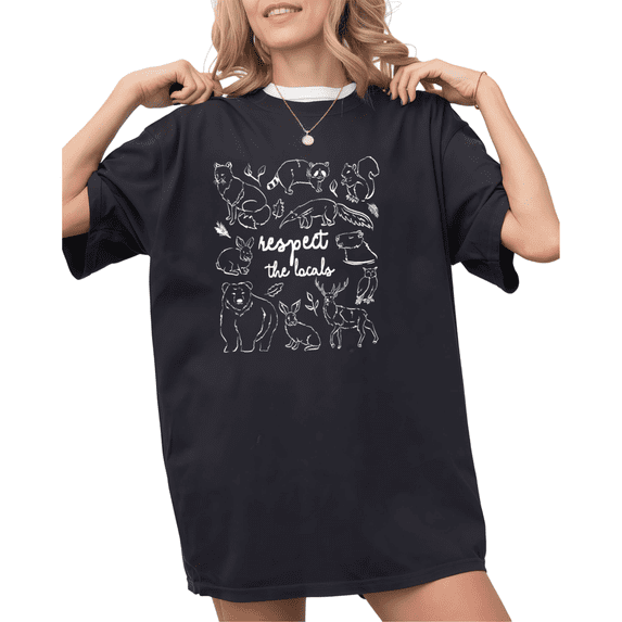 Black S-5XL Respect The Locals Print Tshirt s Shirts Wildlife Lover Casual Graphic Tee Tops