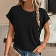 thumbnail image 1 of Black S WIZUTIZ Going Out Tops for Women up to 50% Off Casual Tee Round Neck Summer-Beach Plain Ladies Blouse Cotton Soft Solid Tshirt Sports Athletic T-shirt Holiday Beach Tunics Short Sleeve Tshirt, 1 of 5