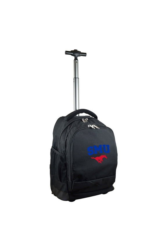 Black SMU Mustangs 19'' Premium Wheeled Backpack