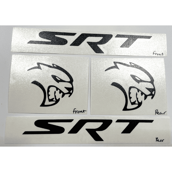 Black SRT Hellcat Front & Rear Emblem Overlay Decal Set For 2018-2023 Challenger