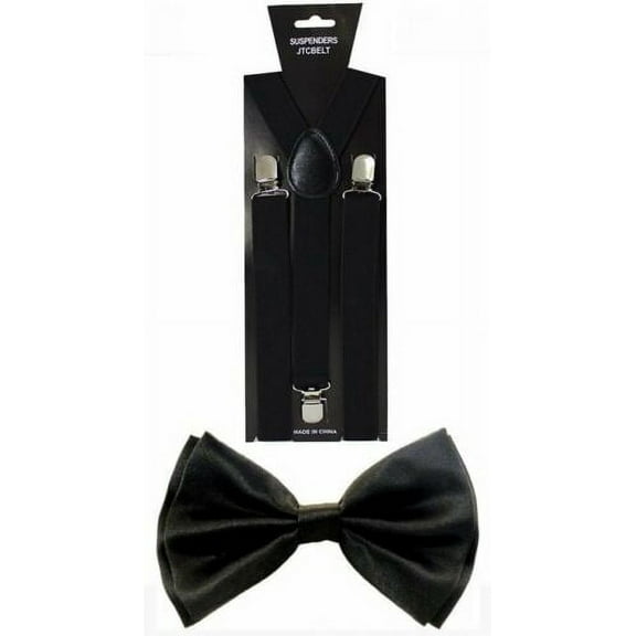 Black SUSPENDER and BOW TIE SET Wedding Party - USA Seller - Adults Teens Men Women