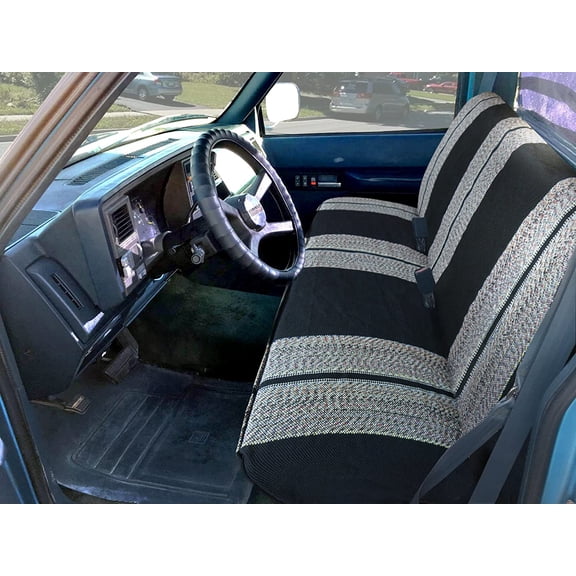 Black Saddle Blanket Bench Seat Cover for Full-Size Pickup Trucks, Universal Fit for Bench Seats, Heavy-Duty Work Seat Protector