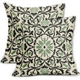 thumbnail image 1 of Black Sage Green Boho Pillow Covers 20 X Inch Bohemian Ethnic Carpet Style Vintage Flower Print Decorative Throw Pillows Outdoor Linen Cushion Case Farmhouse Decor Set of 2, 1 of 6