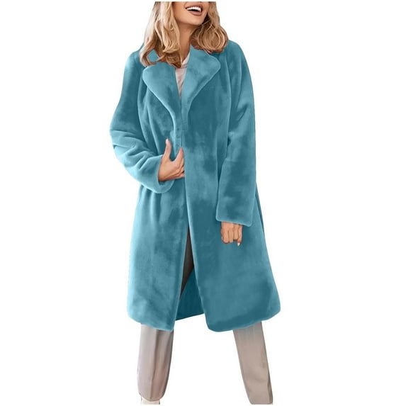 Black**Sale on Sale Chaoheng Winter Coats for Women Women's Fall Winter Wool Blend Long Sleeve Open Front Coat,Tied Waist Long Line Cardigan