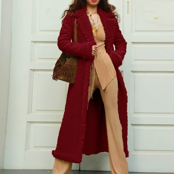 Black**Sale on Sale Chaoheng Winter Coats for Women Women's Long Sleeve Solid Color Pea Coat,Thickened Long Line Warm Trench with Button Front