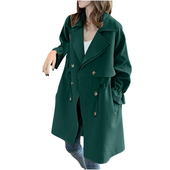 Black**Sale on Sale Chaoheng Wool Coats for Women Women's Plush Tie-Waist Long Sleeve Coat,Collared Casual Jacket without Hood