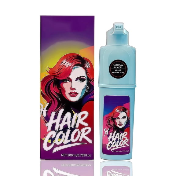 Black Salon Quality Permanent Hair Color For Gray Coverage 200Ml Plastic Jar