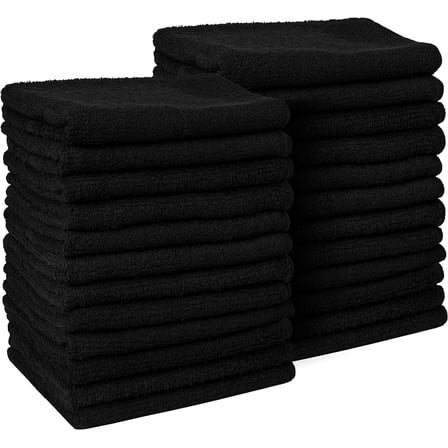 Black Salon Towels for Hair Stylist - Pack of 24, Not Bleach Proof, 16 by 27 Inches, Highly Absorbent Cotton Towels for Hand, Gym, Beauty, Spa, and Home Hair Care