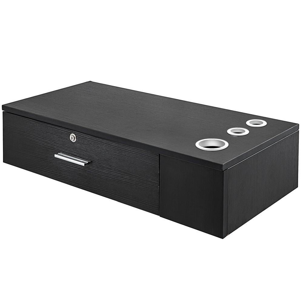 Black Salon Wall Mount Styling Station Classic Locking Storage Beauty ...