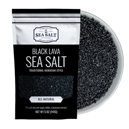 Sea Salt Superstore Hawaiian-Style Black Lava Sea Salt with Activated Charcoal, 5 oz Gluten-Free