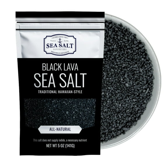 Sea Salt Superstore Hawaiian-Style Black Lava Sea Salt with Activated Charcoal, 5 oz Gluten-Free