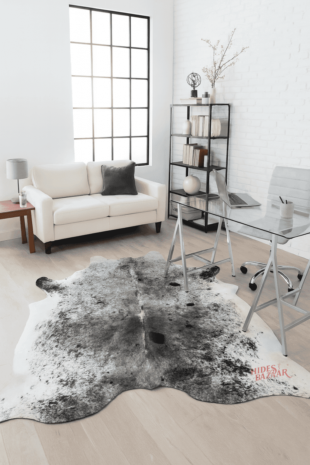 6x7 Rug Genuine Leather Cowhide Black Salt And Pepper Area Rug, 6x7 ft ...