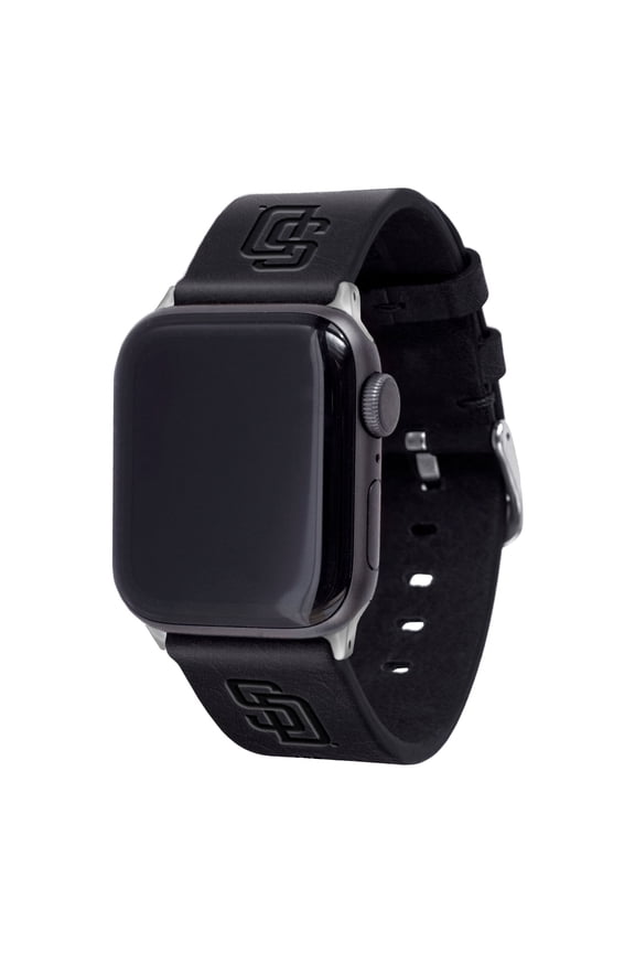 Black San Diego Padres Leather Apple Watch Band