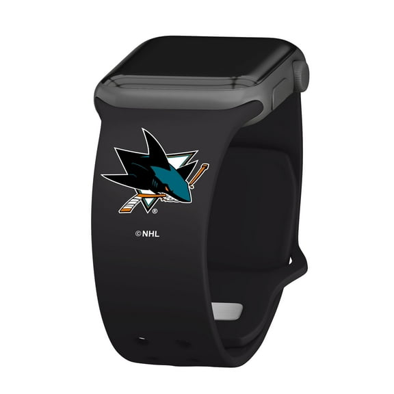 Black San Jose Sharks Silicone Apple Watch Band