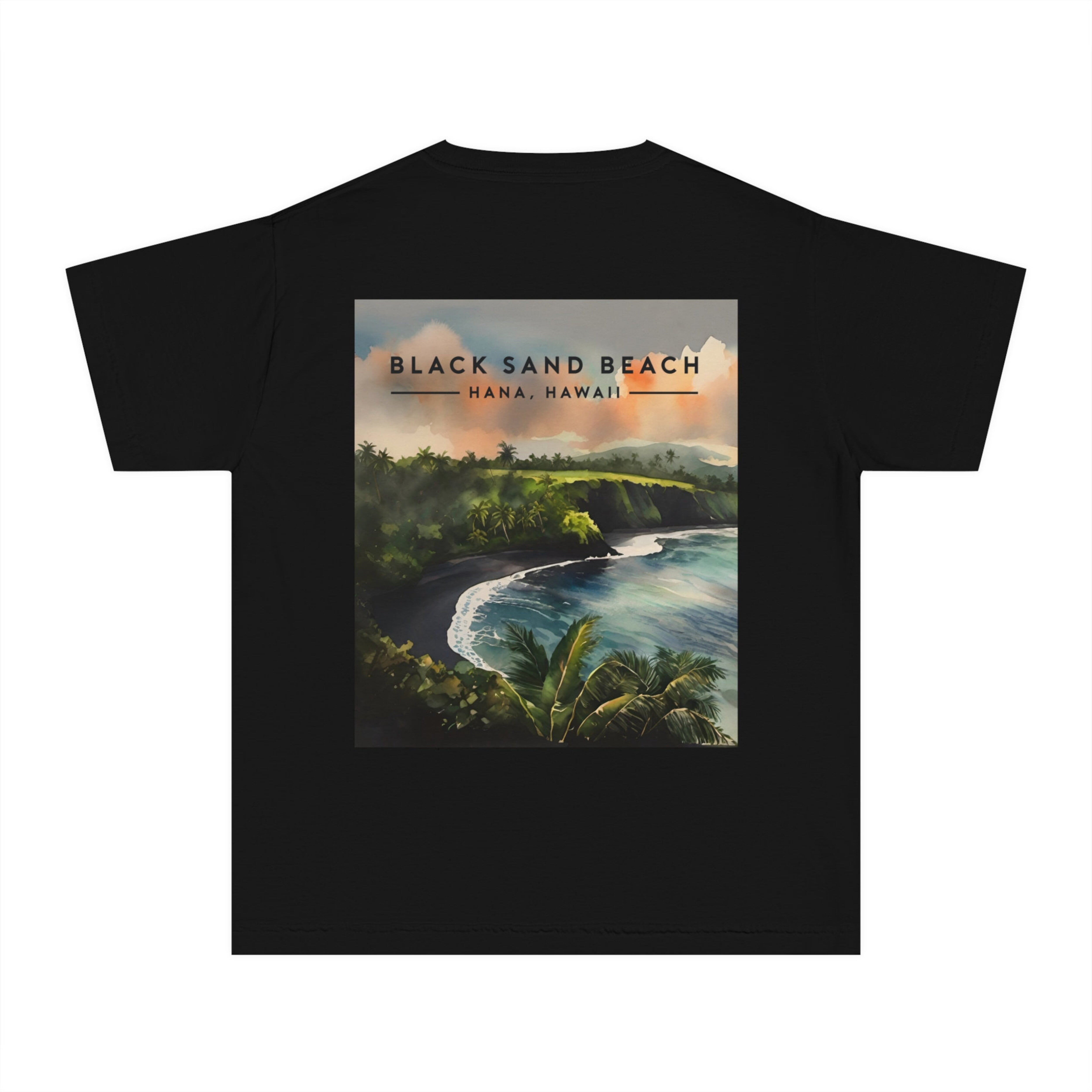 Black Sand Beach Maui, Hawaii Youth Midweight Tee