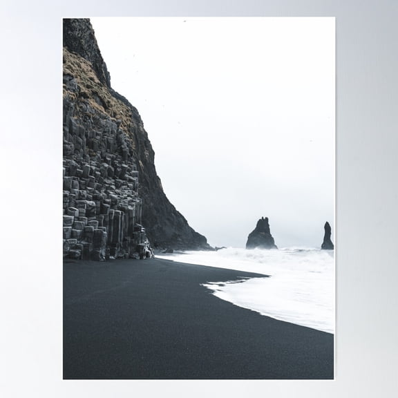 Black Sand Beach (Reynisfjara Beach) in Vík í Mýrdal (Vik), Iceland Poster, 12x18 UNFRAMED