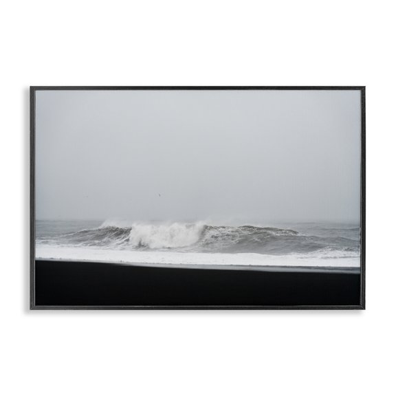Stupell Industries Black Sand Beach Waves Black Framed Giclee Art, design by Jade Sharp Photo, 12 x 18