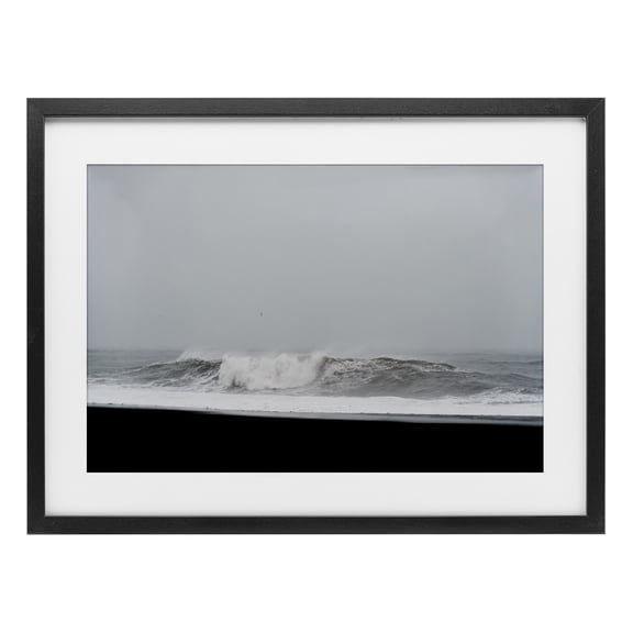 Stupell Industries Black Sand Beach Waves Black Framed Print Under Glass, design by Jade Sharp Photo, 17 x 23