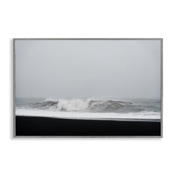 Stupell Industries Black Sand Beach Waves Gray Framed Giclee Art, design by Jade Sharp Photo, 20 x 30