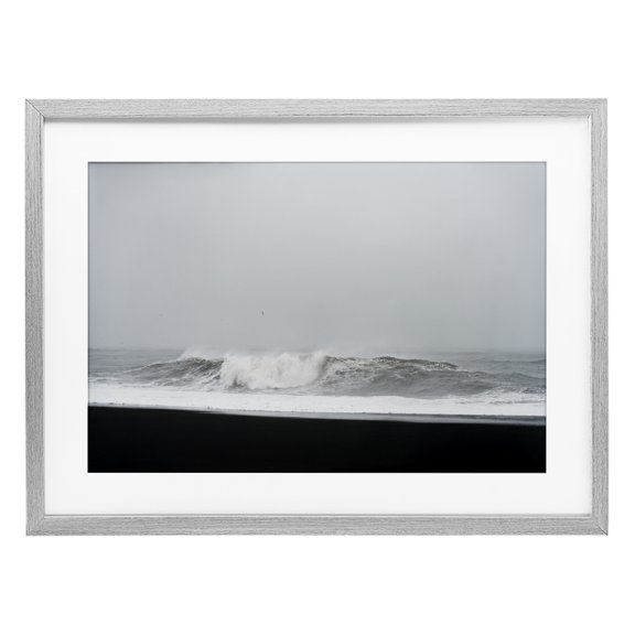 Stupell Industries Black Sand Beach Waves Gray Framed Print Under Glass, design by Jade Sharp Photo, 14 x 20