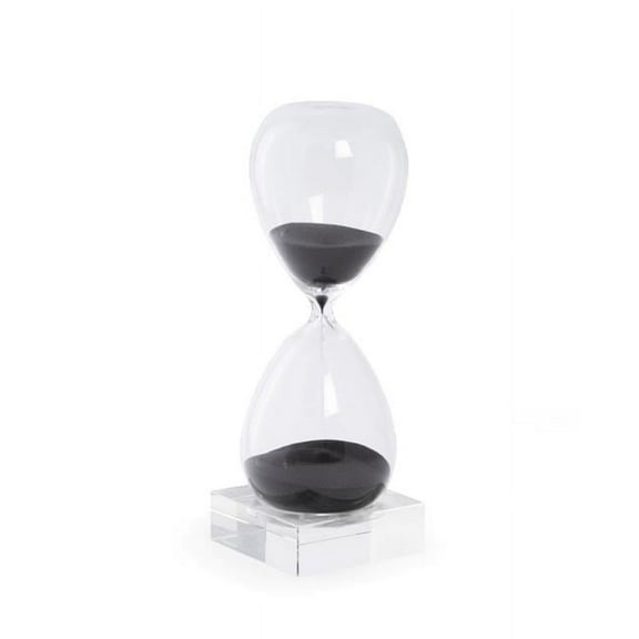 Black Sand Hand-blown Glass 60-Minute Hourglass with Stand Q-GM20948