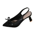 thumbnail image 1 of Black Sandals For Womens High Heel Bow Knot Pointed Toe Comfortable Fall Winter Evening Footwear For Special Events And Occasions Size 38, 1 of 9
