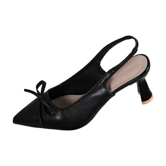 Black Sandals For Womens High Heel Bow Knot Pointed Toe Comfortable Fall Winter Evening Footwear For Special Events And Occasions Size 38
