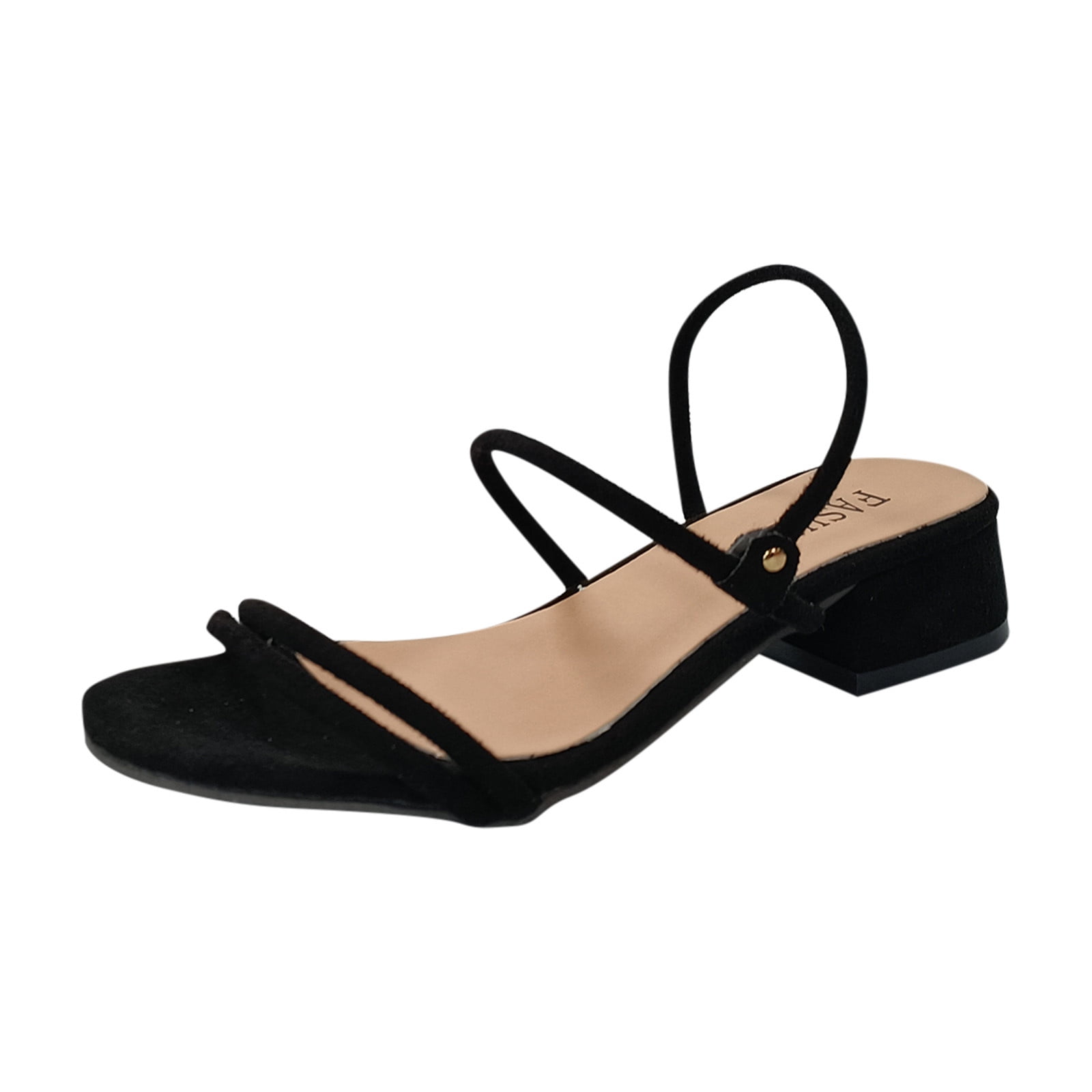 Black Sandals Women Comfortable Sandals Fashion Solid High Heels Casual