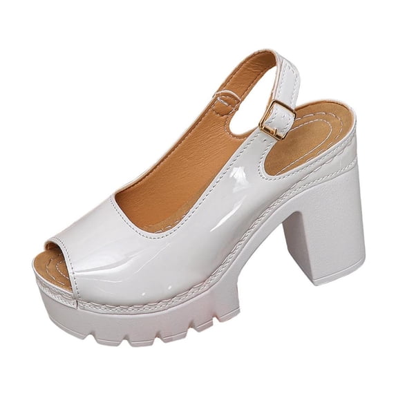 Black Sandals Women Oofos Ooahh Slide Women'sandals Women's Fashionable Casual Summer Solid Color Fish Mouth Head Style High Heels Sandals White