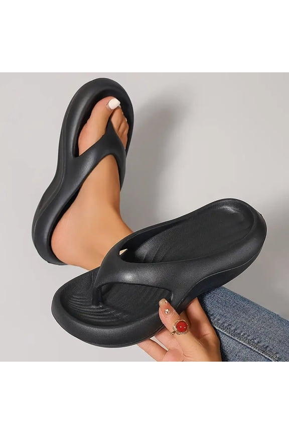 Black Sandals Women Orthotic Flip Flops Recovery Walking Sandals with Arch Support Summer Comfortable Slip On Flip Flops