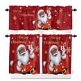 thumbnail image 1 of Black Santa Claus Merry Christmas Kitchen Curtains and Valances Set, Xmas Snowflake Red Rod Pocket Window Valance 18 Inch Window Curtain Panels for Living Room Bedroom Laundry, 27.5x36in, 3 Pieces, 1 of 7