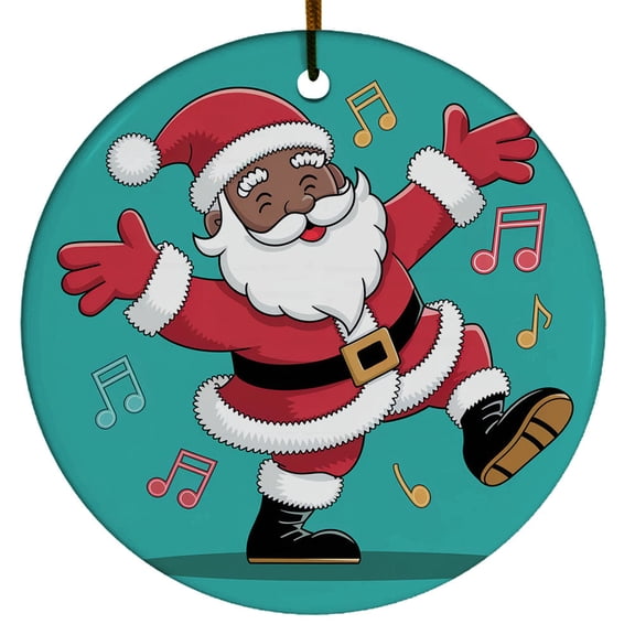 Black Santa Dances Ornament, Black Santa Claus Christmas Ornament Xmas 2025, Custom Name Ceramic Ornament, Xmas Tree Hanging Decoration