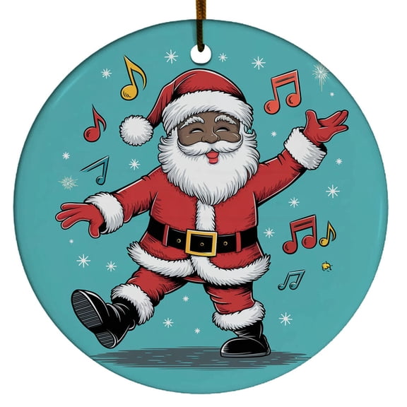 Black Santa Dances Ornament, Black Santa Claus Christmas Ornament Xmas 2025, Custom Name Ceramic Ornament, Xmas Tree Hanging Decoration