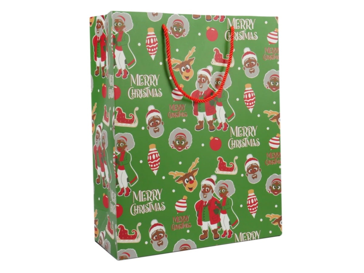 Black Santa Mrs. Claus Christmas Gift Bag