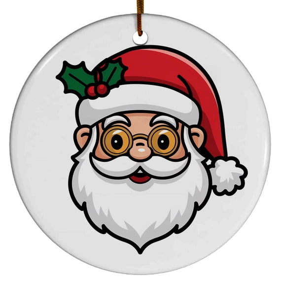 Black Santa Wears Glasses Ornament, Black Santa Claus Christmas Ornament Xmas 2025, Custom Name Ceramic Ornament, Xmas Tree Hanging Decoration