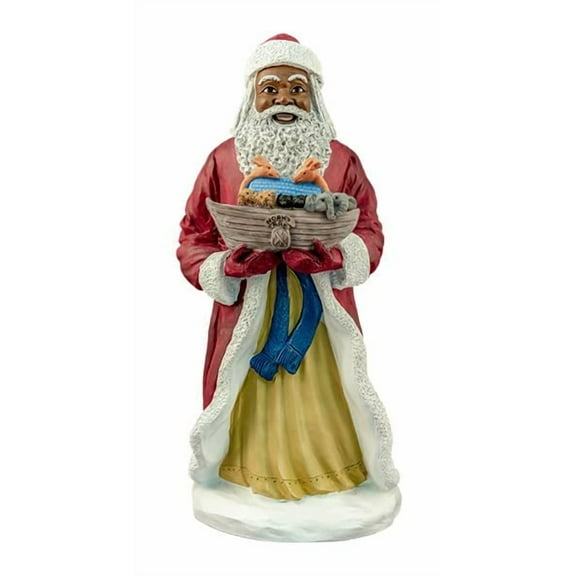 Black Santa with a Toy Boat (Large Version) Collectible Figurine, 14" Tall